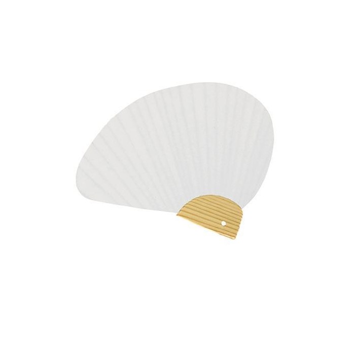 VENTAGLIO 13X16.5CM BIANCO A FORMA DI ALA CON MANICO BAMBU